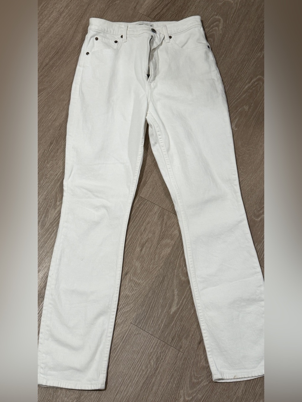 Abercrombie White Straight-leg ultra high rise jeans